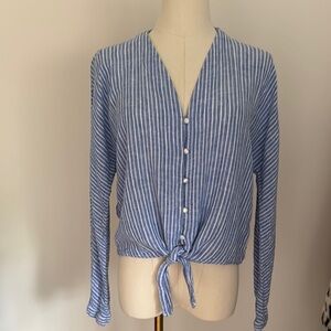 Rails Blue and White striped tie front top
